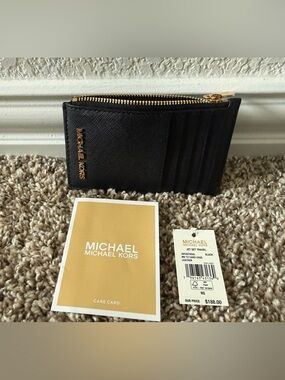 Michael Kors Black Card Holder with Gold Logo
